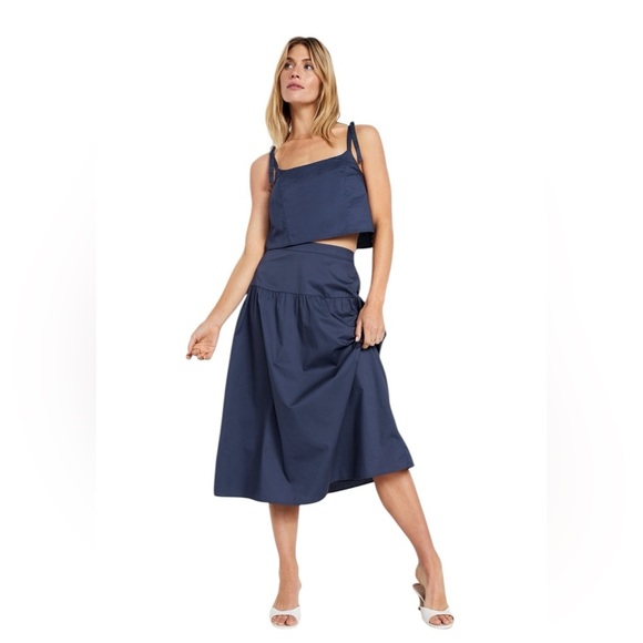 Old Navy Dusty Blue Drop Waist Midi Skirt Women’s Size 3X Boho feminine - Picture 1 of 12